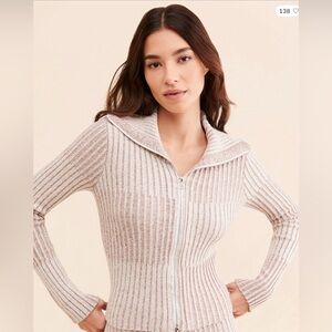 Free People Find Me Now Sweater Check Zip Cardigan